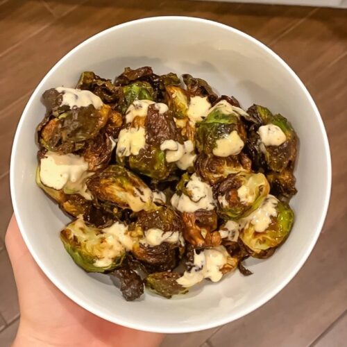 Air Fried Brussel Sprouts with Spicy Aioli