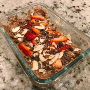 Chocolate covered strawberry chia seed pudding