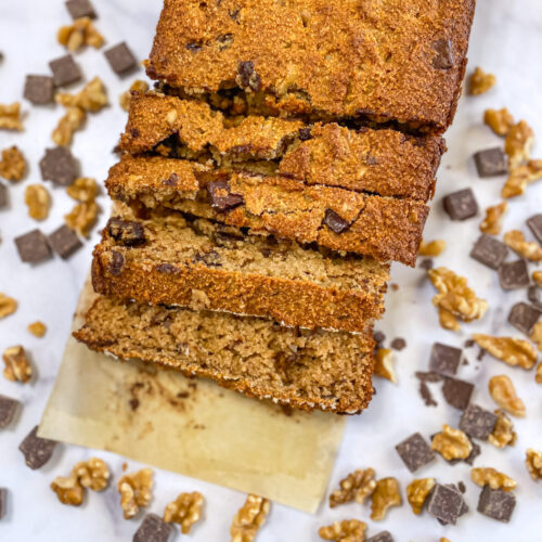 Paleo and gluten free chocolate chip banana bread