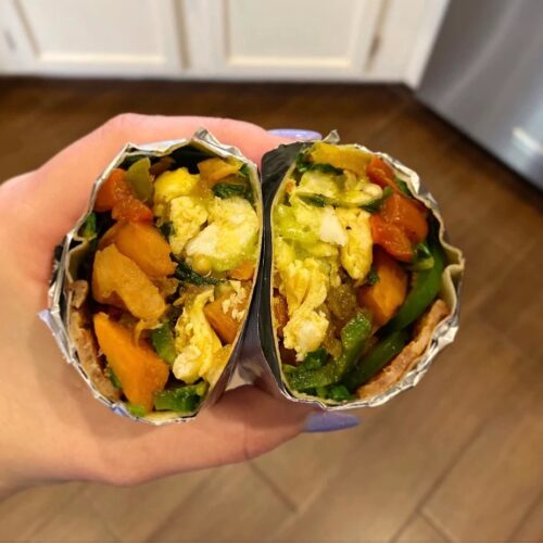 Whole30 Egg, Bacon, and Veggie Breakfast Burrito